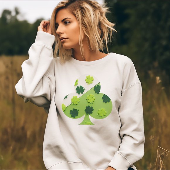 Sand Sweatshirt for Saint Patrick's Day Green Shamrock Lucky Clover - Picture 3 of 5